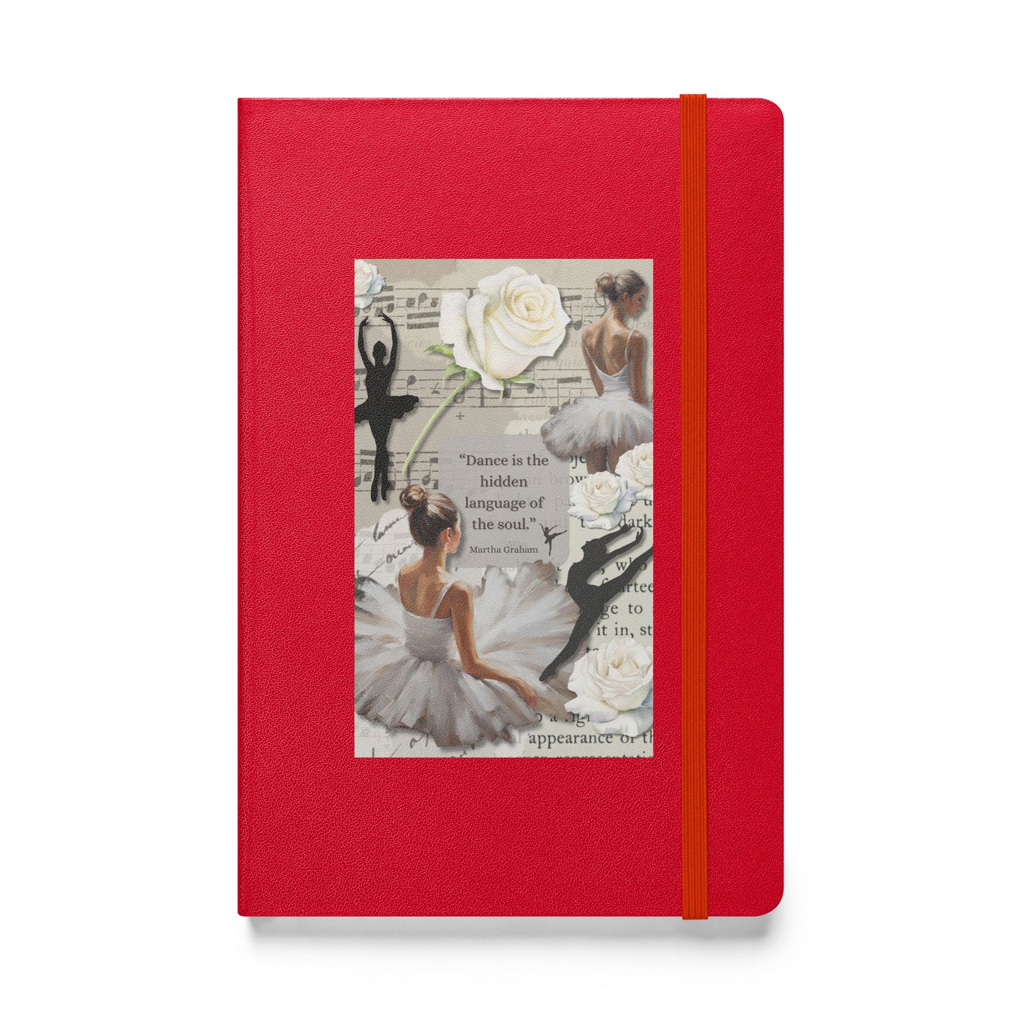 'Dance' hardcover bound notebook with impressionist style artwork and quote from dancer Martha Graham