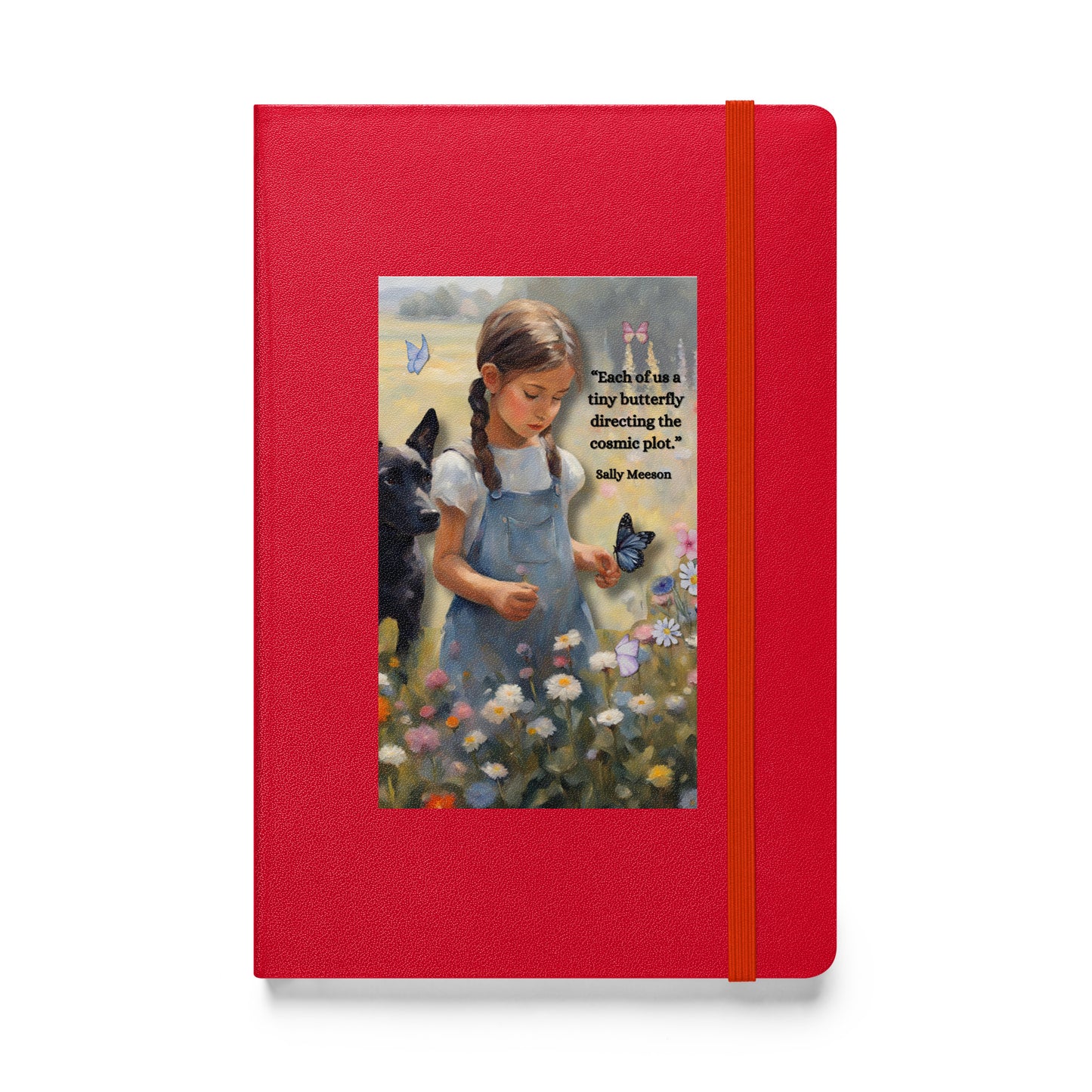 'Tiny Butterfly' hardcover bound notebook with impressionist oil style artwork and original quote from writer Sally Meeson