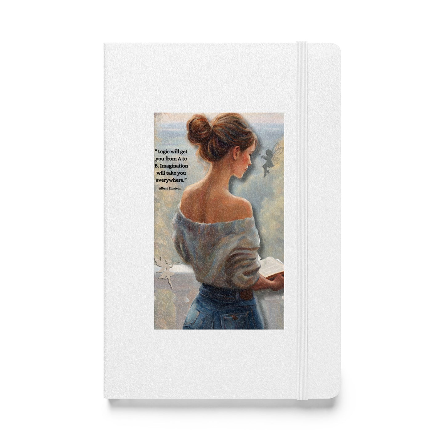 'Imagination' hardcover bound notebook with impressionist oil style artwork and quote from Albert Einstein