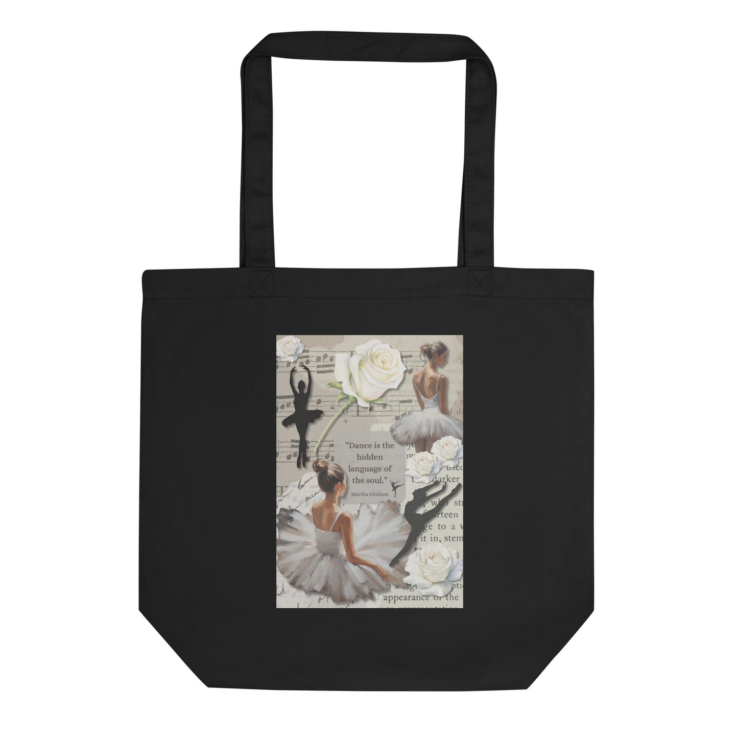 'Dance' eco tote bag with impressionist oil style artwork and quote from dancer Martha Graham