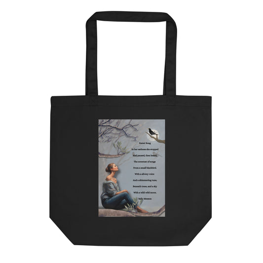 'Sweet Song' Eco Tote Bag with impressionist oil style artwork and original poem by writer Sally Meeson
