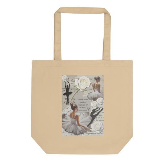 'Dance' eco tote bag with impressionist oil style artwork and quote from dancer Martha Graham