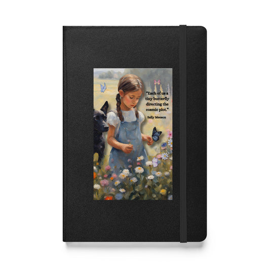 'Tiny Butterfly' hardcover bound notebook with impressionist oil style artwork and original quote from writer Sally Meeson