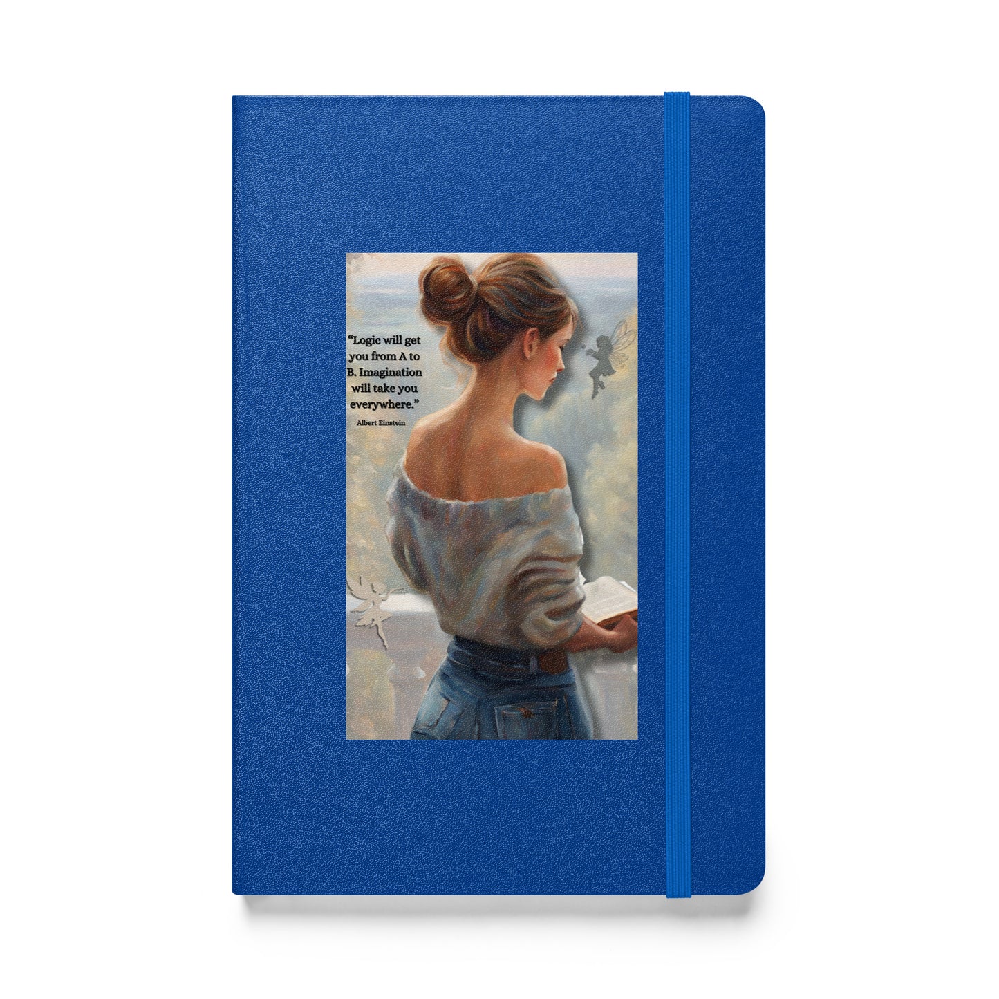 'Imagination' hardcover bound notebook with impressionist oil style artwork and quote from Albert Einstein