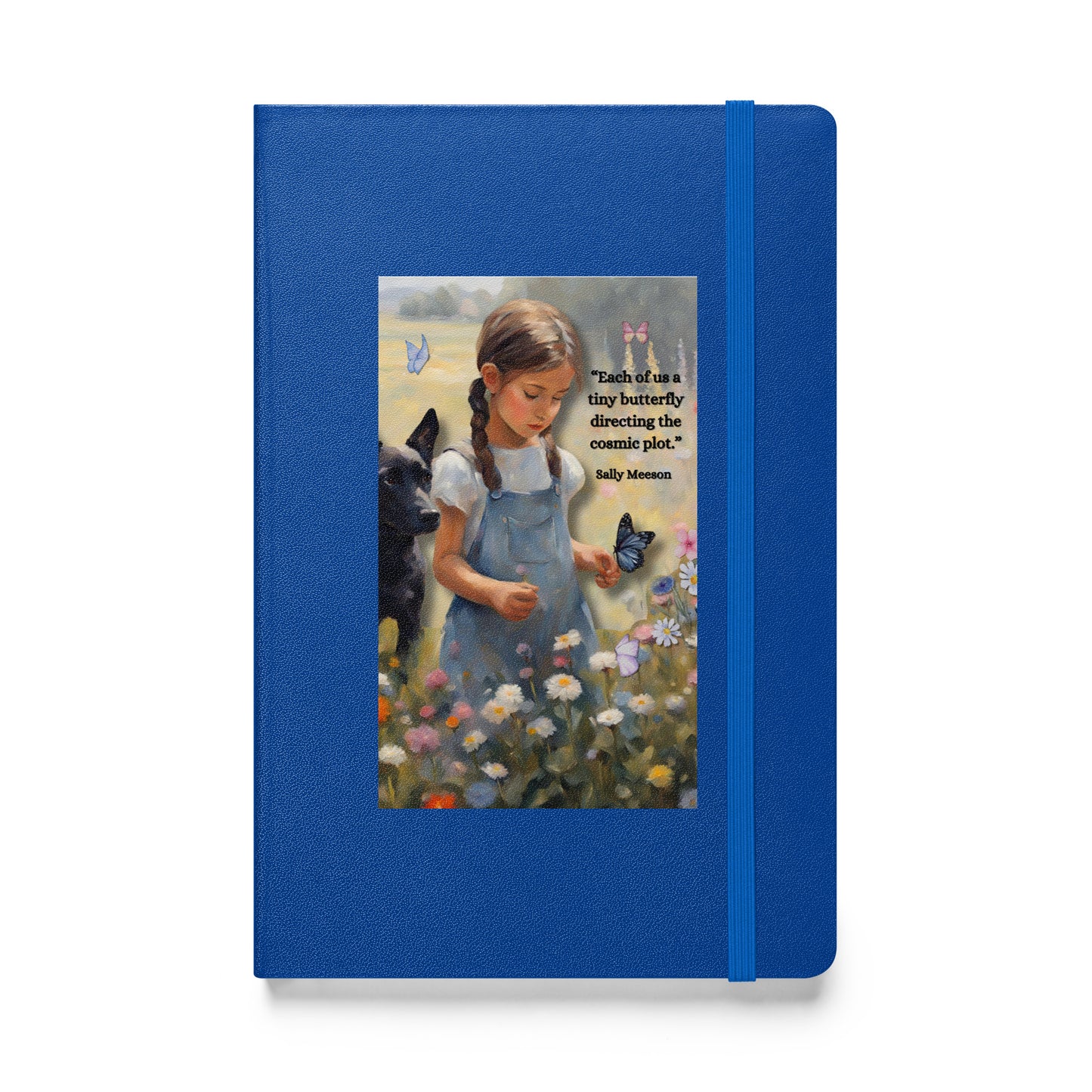 'Tiny Butterfly' hardcover bound notebook with impressionist oil style artwork and original quote from writer Sally Meeson