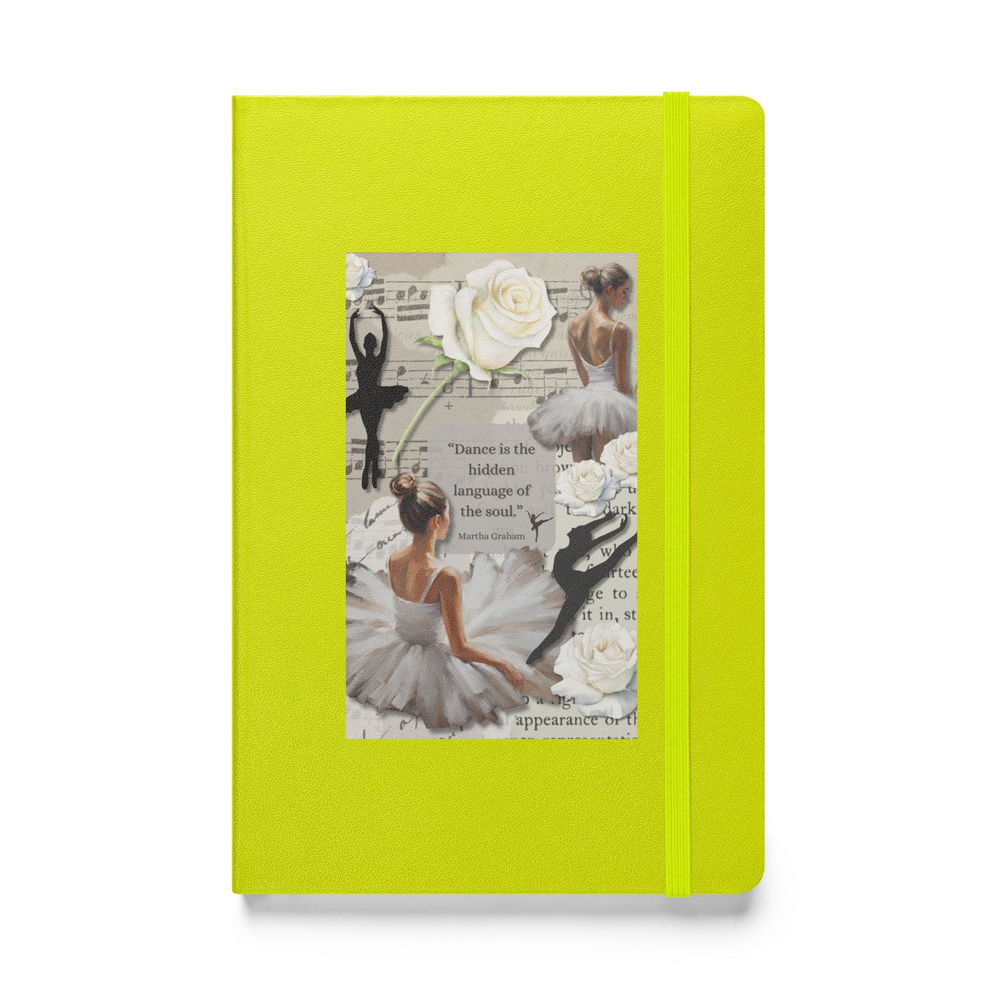 'Dance' hardcover bound notebook with impressionist style artwork and quote from dancer Martha Graham