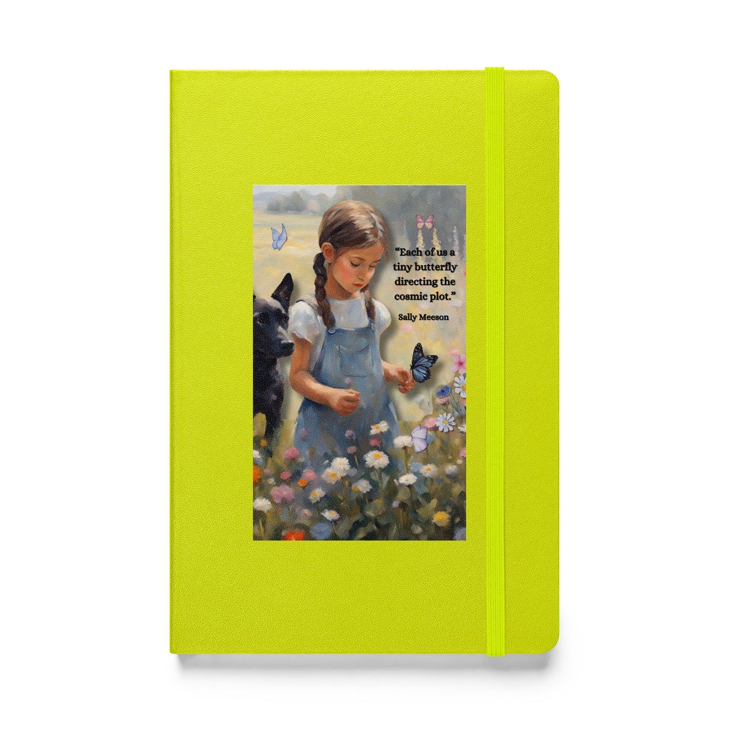 'Tiny Butterfly' hardcover bound notebook with impressionist oil style artwork and original quote from writer Sally Meeson
