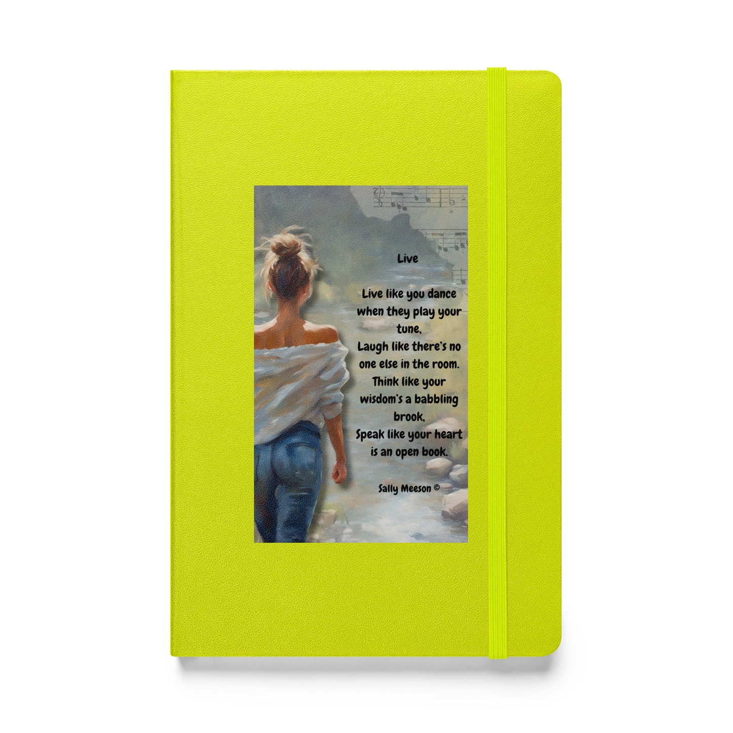 'Live' hardcover bound notebook with impressionist oil style artwork and original poem by writer Sally Meeson