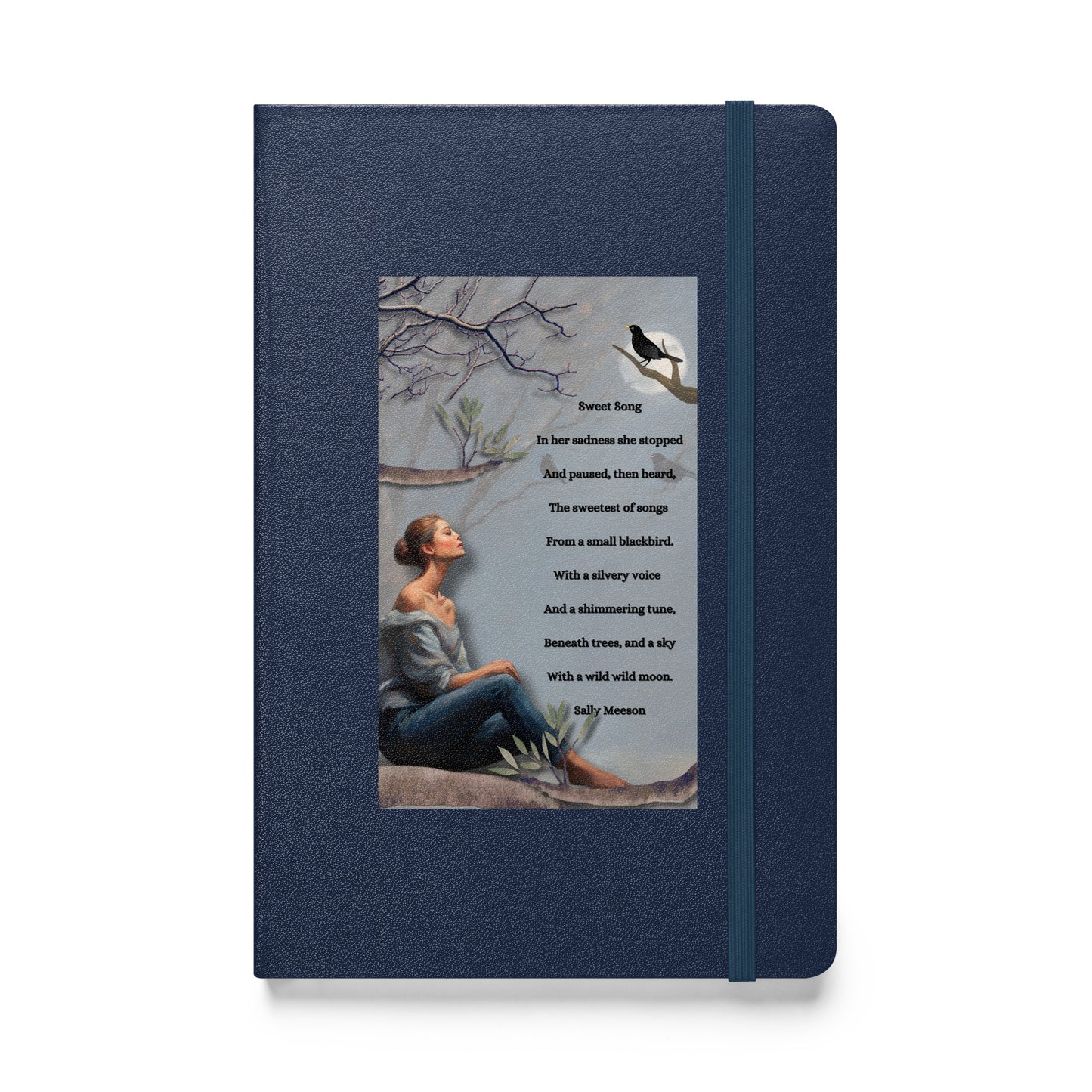 'Sweet Song' hardcover bound notebook with impressionist oil style artwork and original poem by writer Sally Meeson