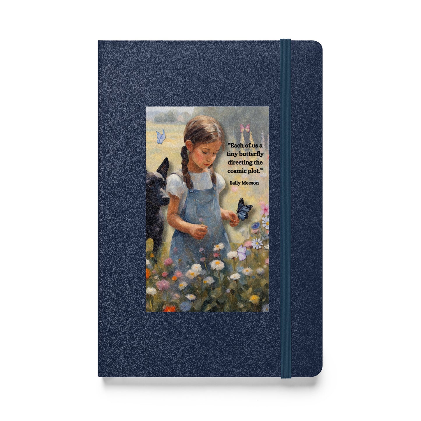 'Tiny Butterfly' hardcover bound notebook with impressionist oil style artwork and original quote from writer Sally Meeson