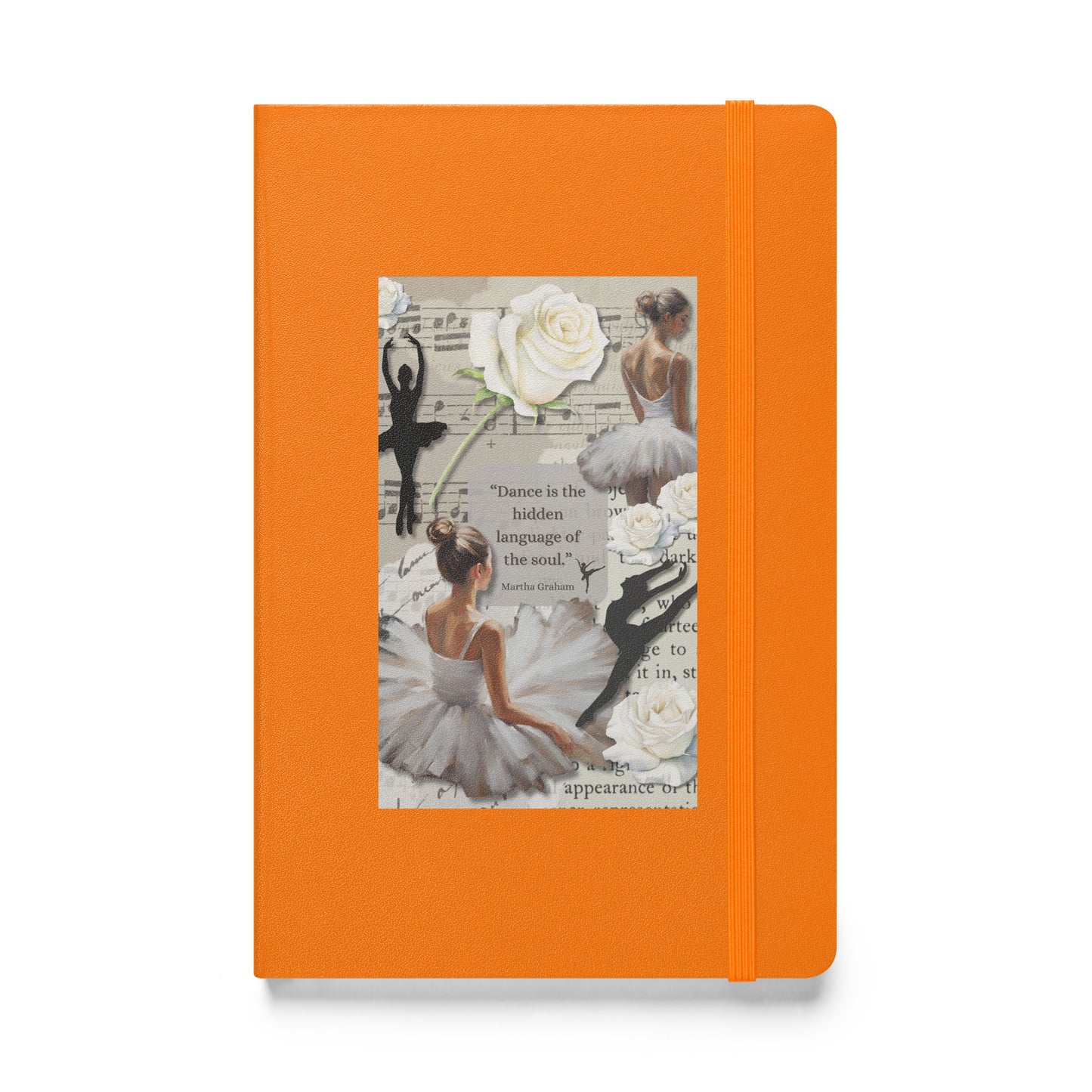 'Dance' hardcover bound notebook with impressionist style artwork and quote from dancer Martha Graham