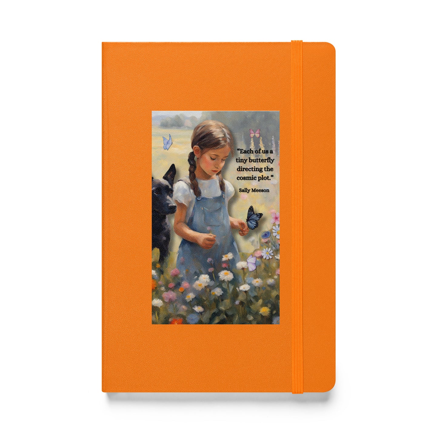 'Tiny Butterfly' hardcover bound notebook with impressionist oil style artwork and original quote from writer Sally Meeson