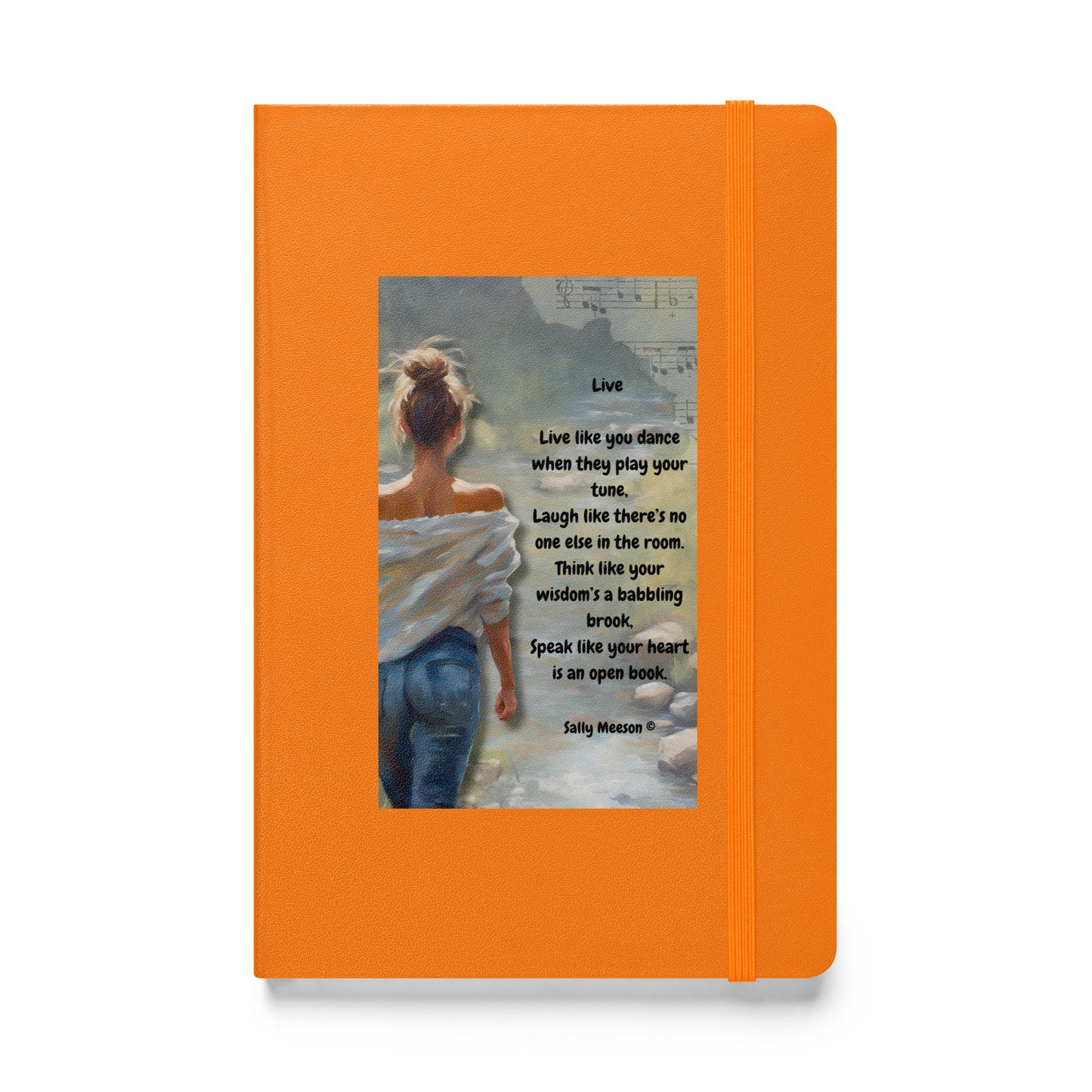 'Live' hardcover bound notebook with impressionist oil style artwork and original poem by writer Sally Meeson