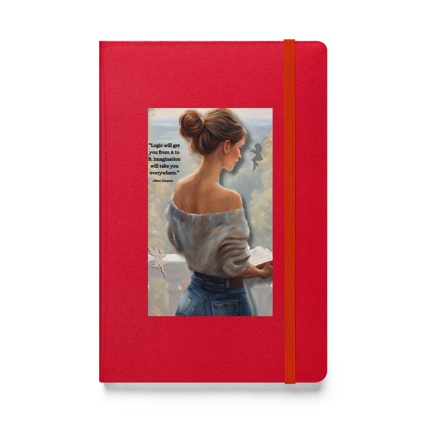 'Imagination' hardcover bound notebook with impressionist oil style artwork and quote from Albert Einstein