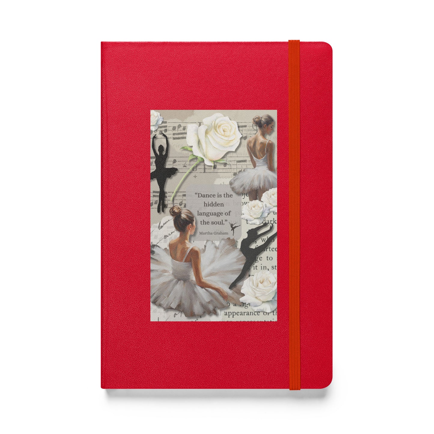 'Dance' hardcover bound notebook with impressionist style artwork and quote from dancer Martha Graham