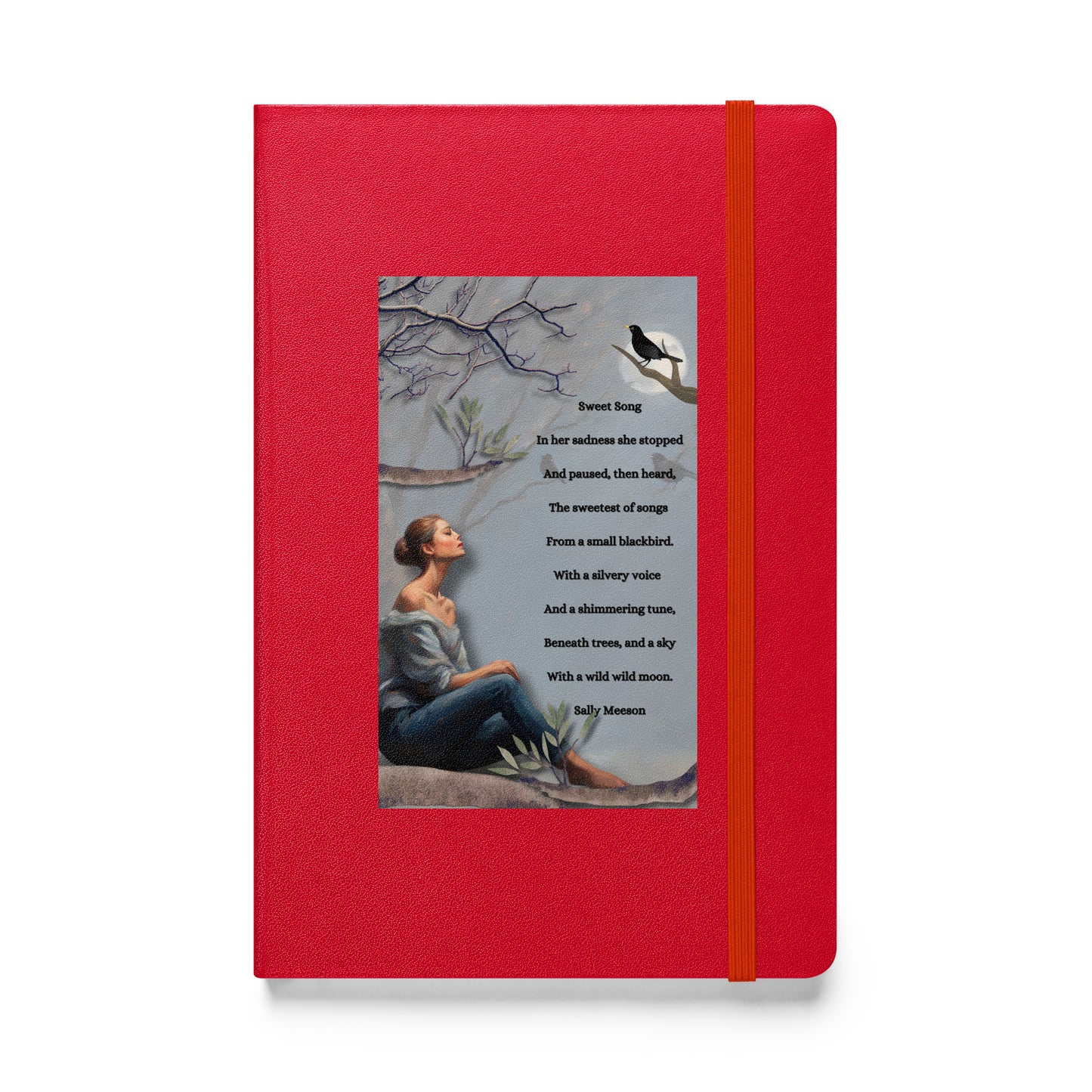 'Sweet Song' hardcover bound notebook with impressionist oil style artwork and original poem by writer Sally Meeson