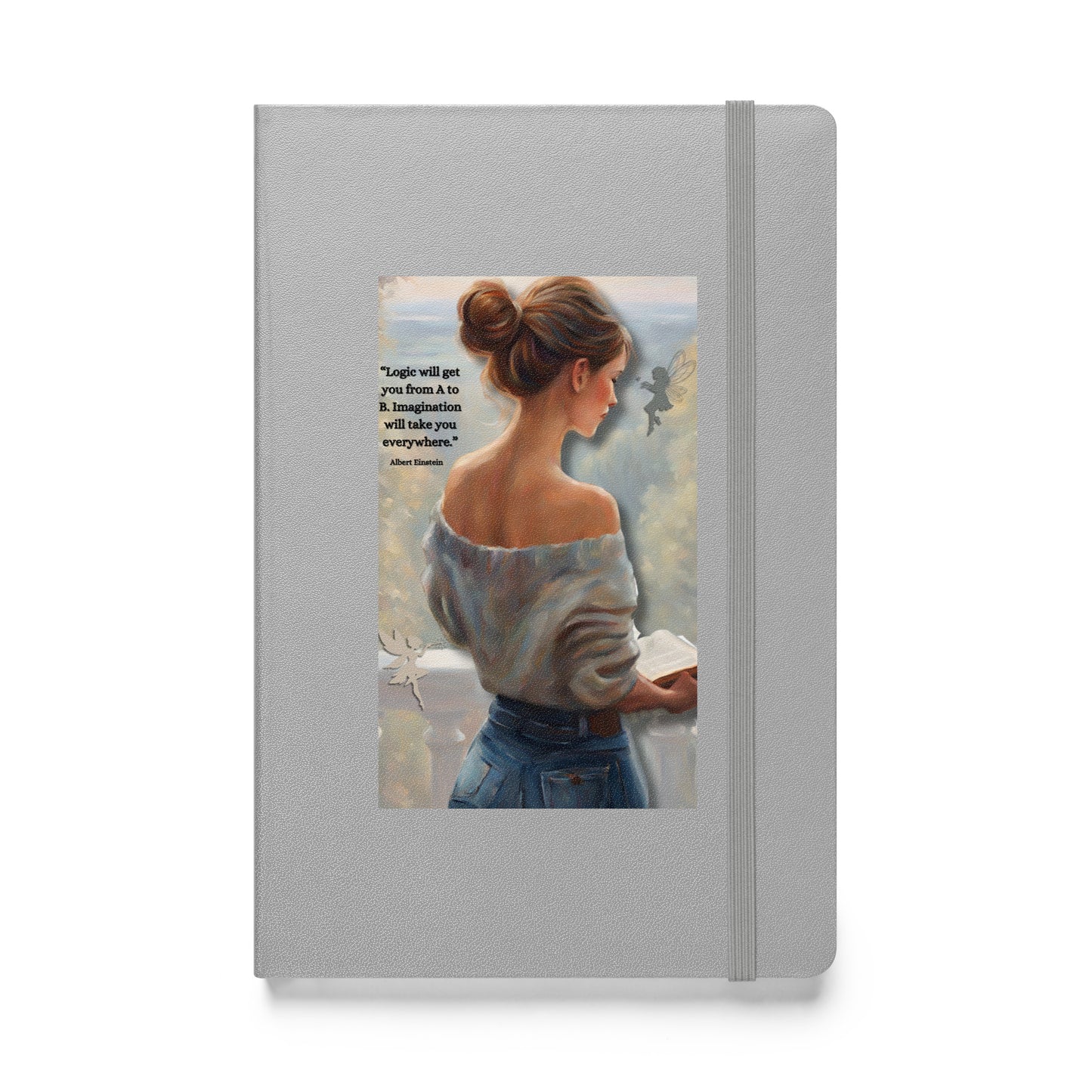 'Imagination' hardcover bound notebook with impressionist oil style artwork and quote from Albert Einstein