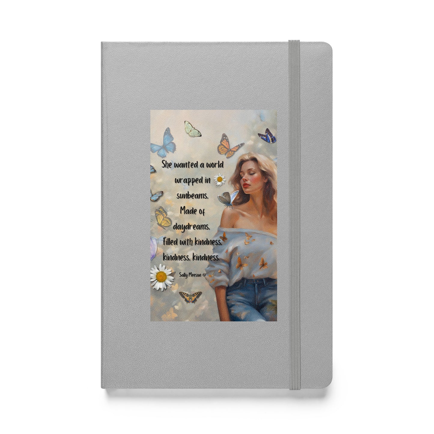 'Kindness' hardcover bound notebook with impressionist oil style artwork and quote by writer Sally Meeson