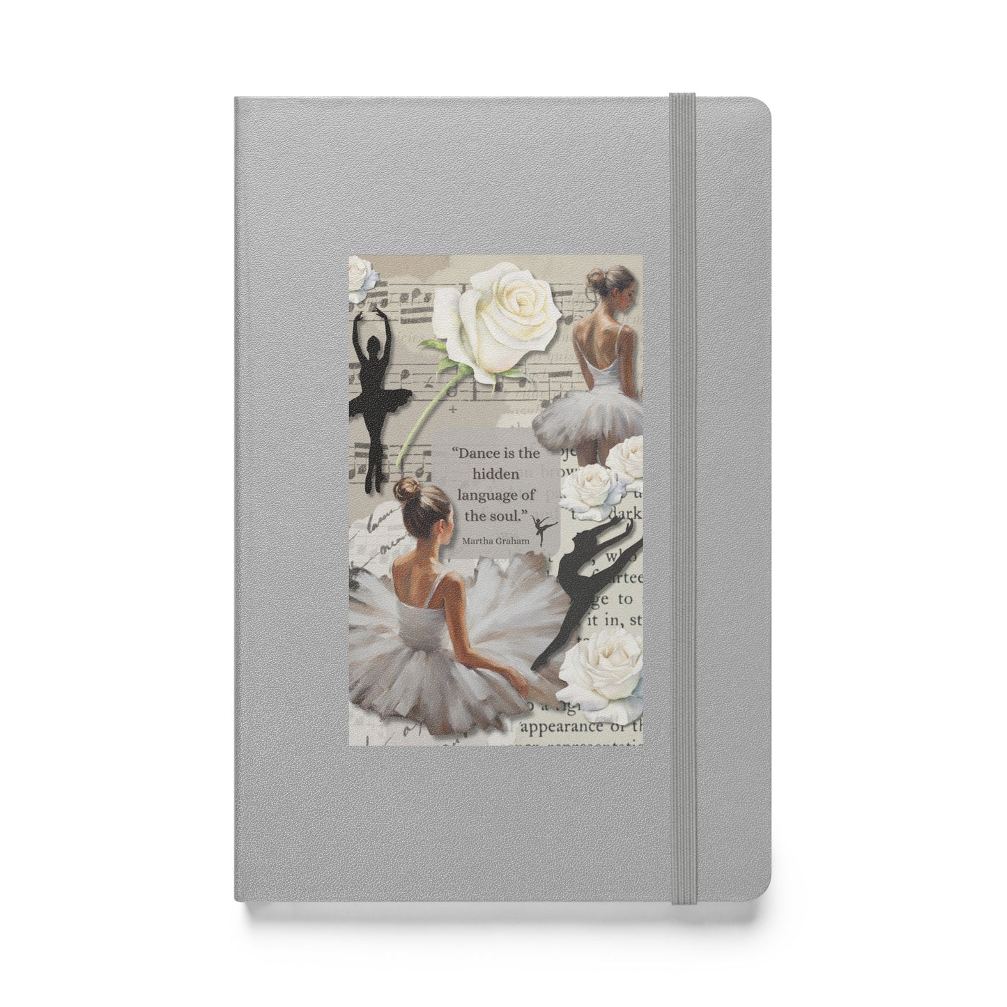 'Dance' hardcover bound notebook with impressionist style artwork and quote from dancer Martha Graham