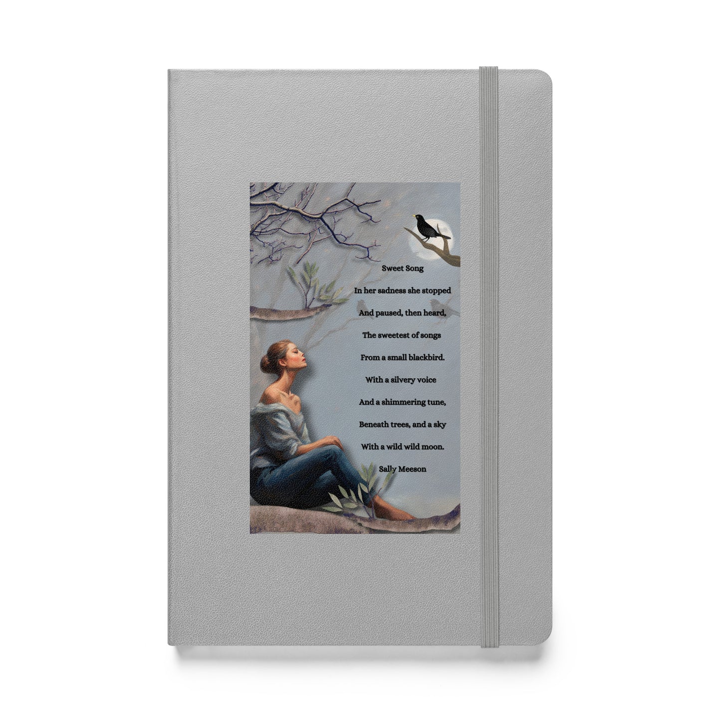 'Sweet Song' hardcover bound notebook with impressionist oil style artwork and original poem by writer Sally Meeson