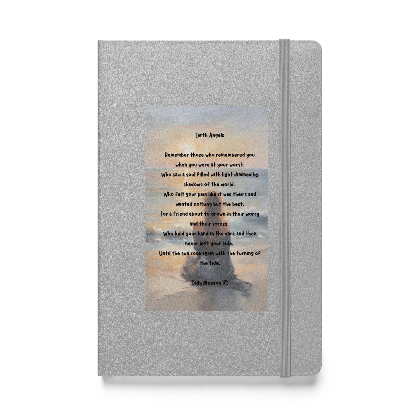 'Earth Angels' hardcover bound notebook with impressionist oil style artwork and original poem by writer Sally Meeson