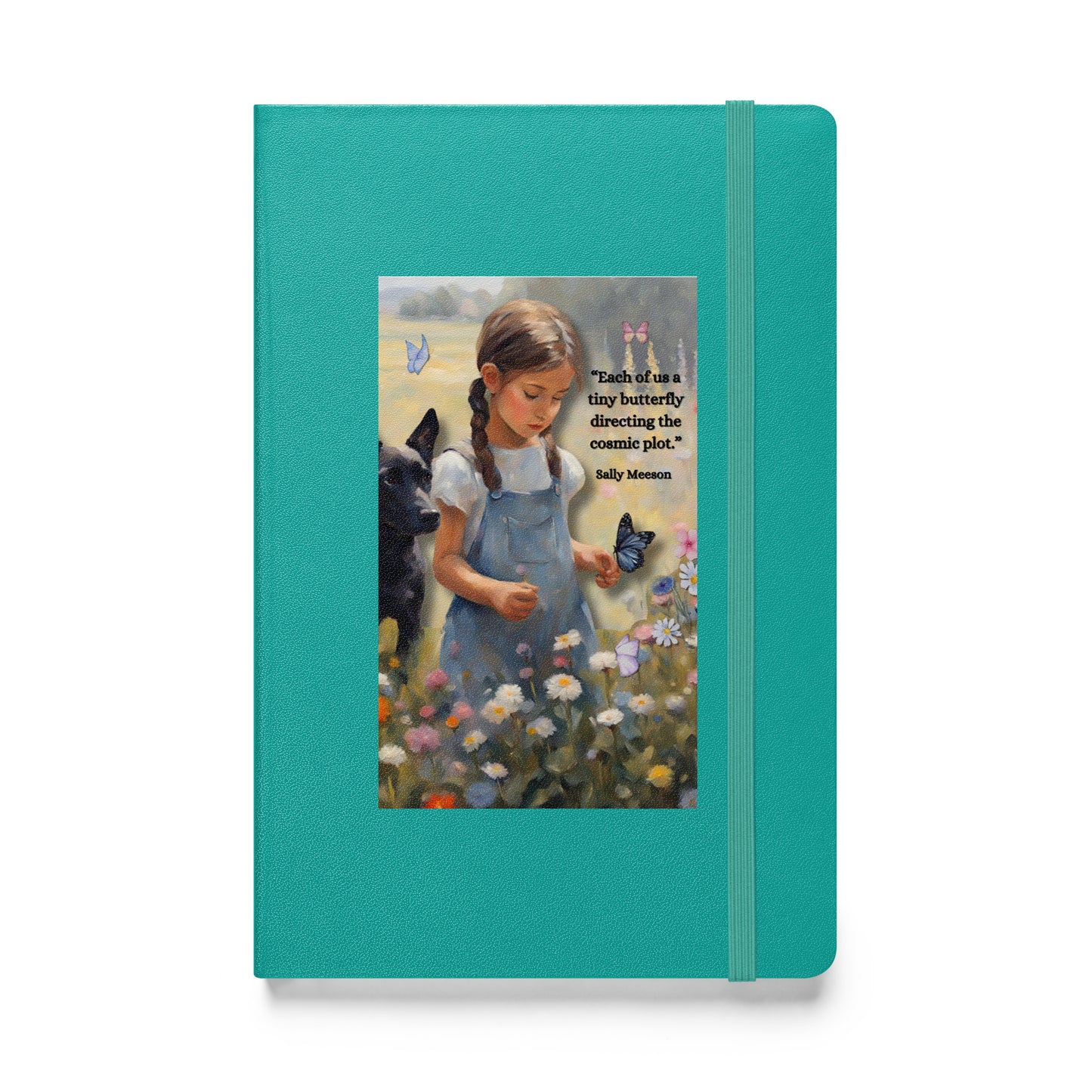 'Tiny Butterfly' hardcover bound notebook with impressionist oil style artwork and original quote from writer Sally Meeson