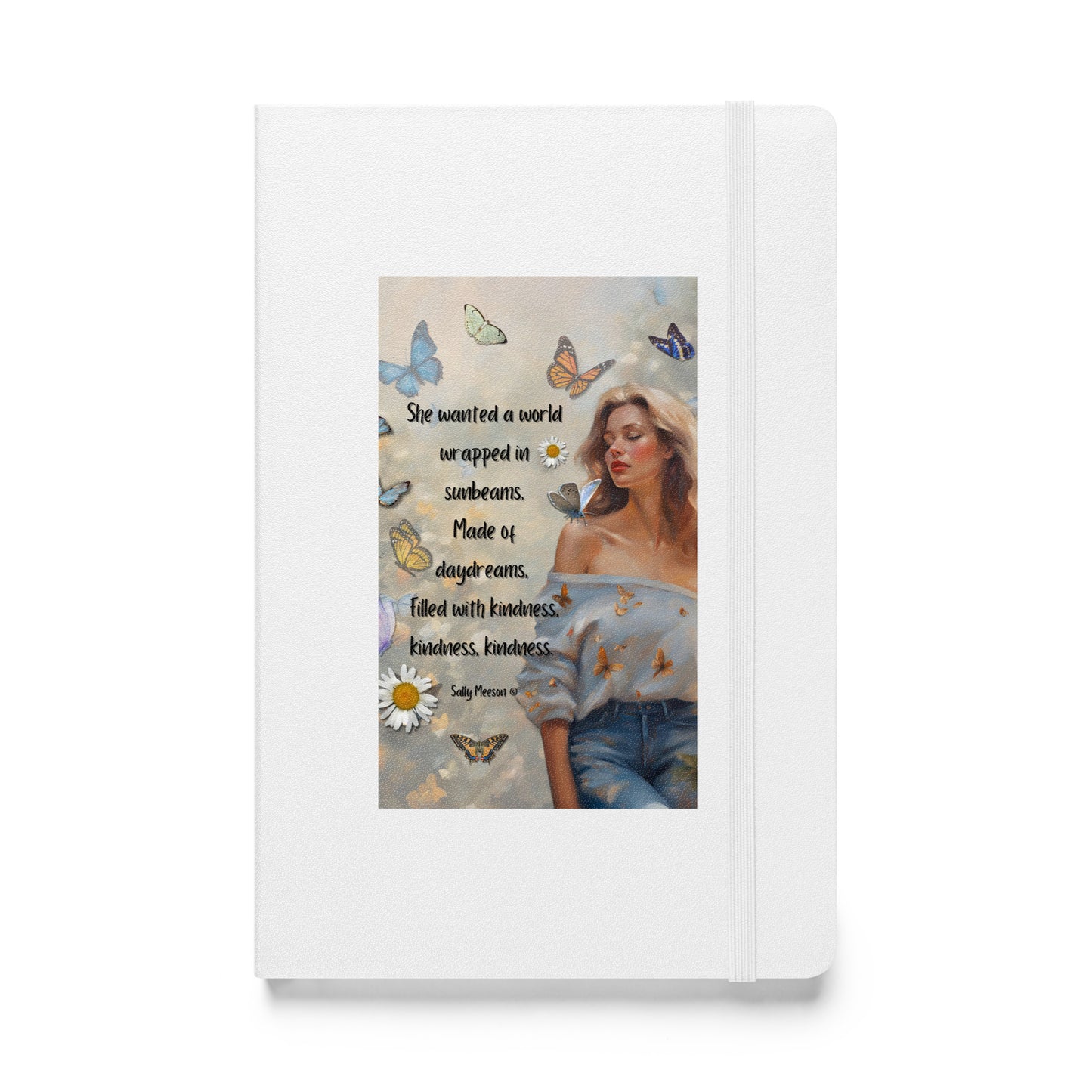 'Kindness' hardcover bound notebook with impressionist oil style artwork and quote by writer Sally Meeson