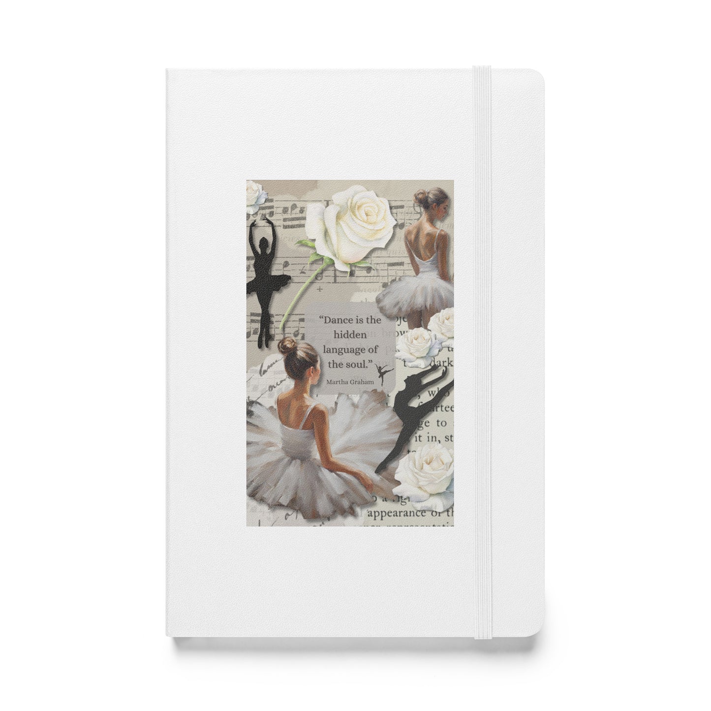 'Dance' hardcover bound notebook with impressionist style artwork and quote from dancer Martha Graham