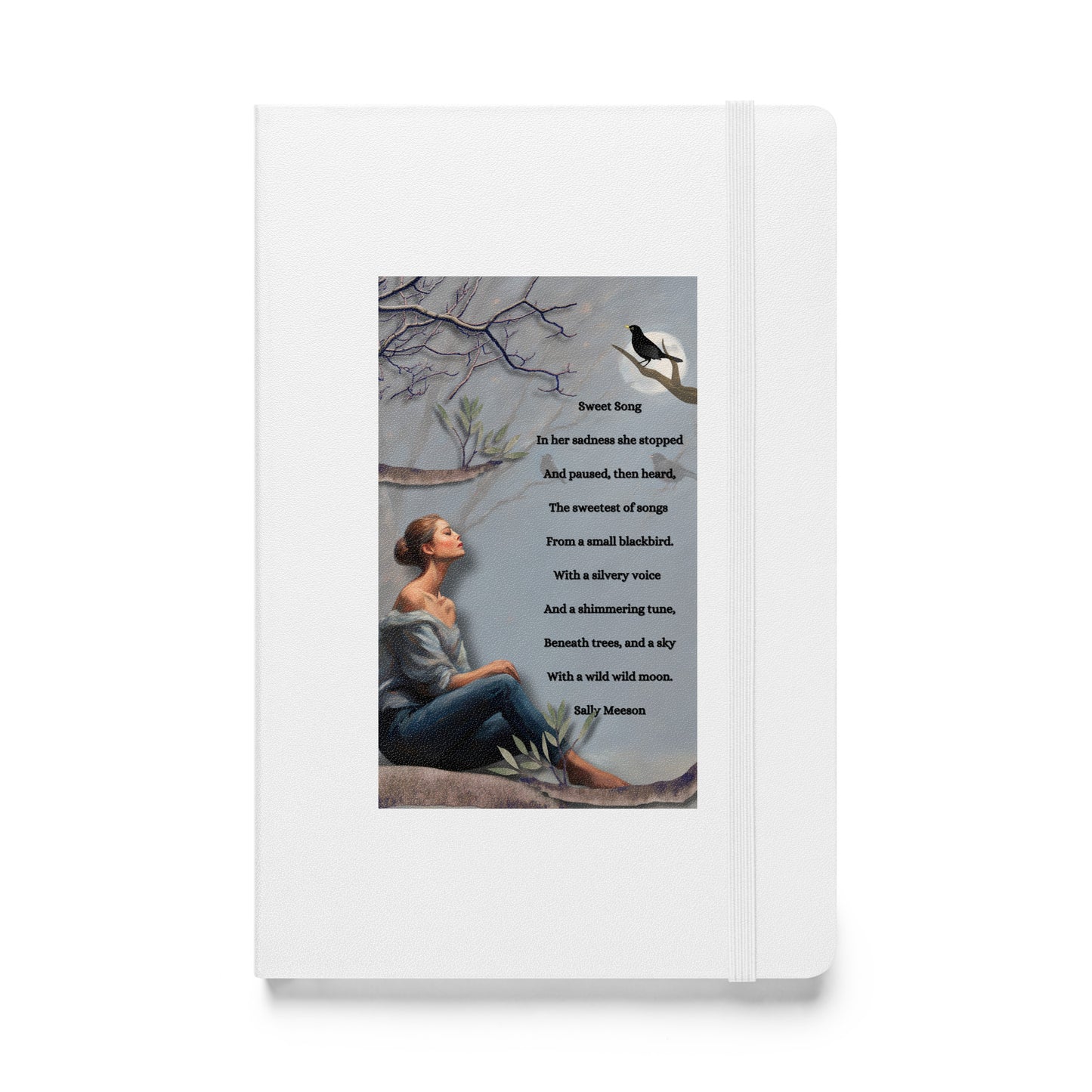 'Sweet Song' hardcover bound notebook with impressionist oil style artwork and original poem by writer Sally Meeson