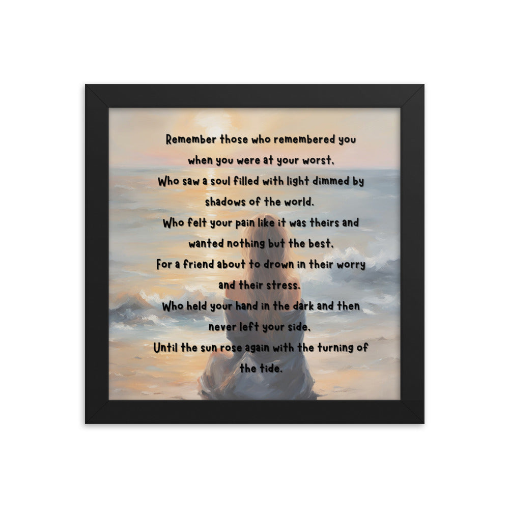 'Earth Angels' framed photo paper poster with impressionist style artwork and original poem by writer Sally Meeson