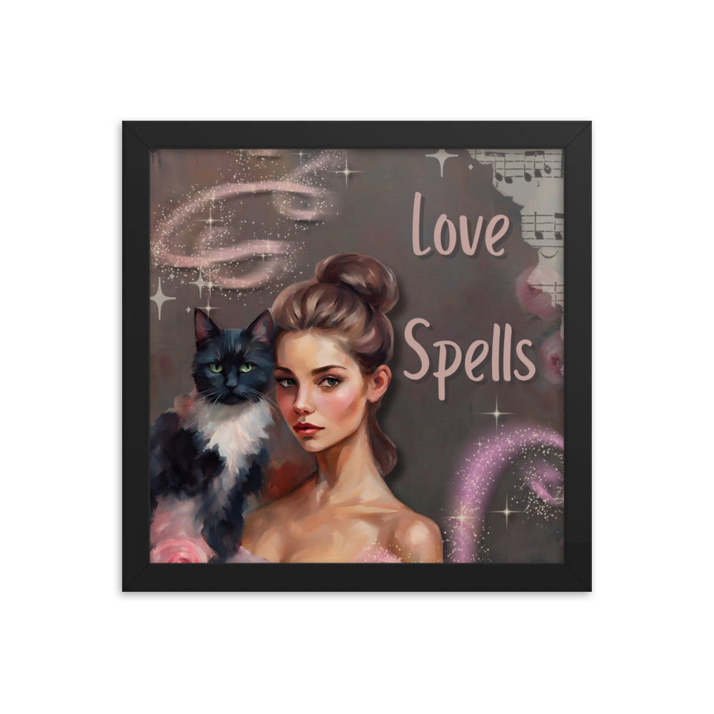 'Love Spells' framed photo paper poster with impressionist style artwork