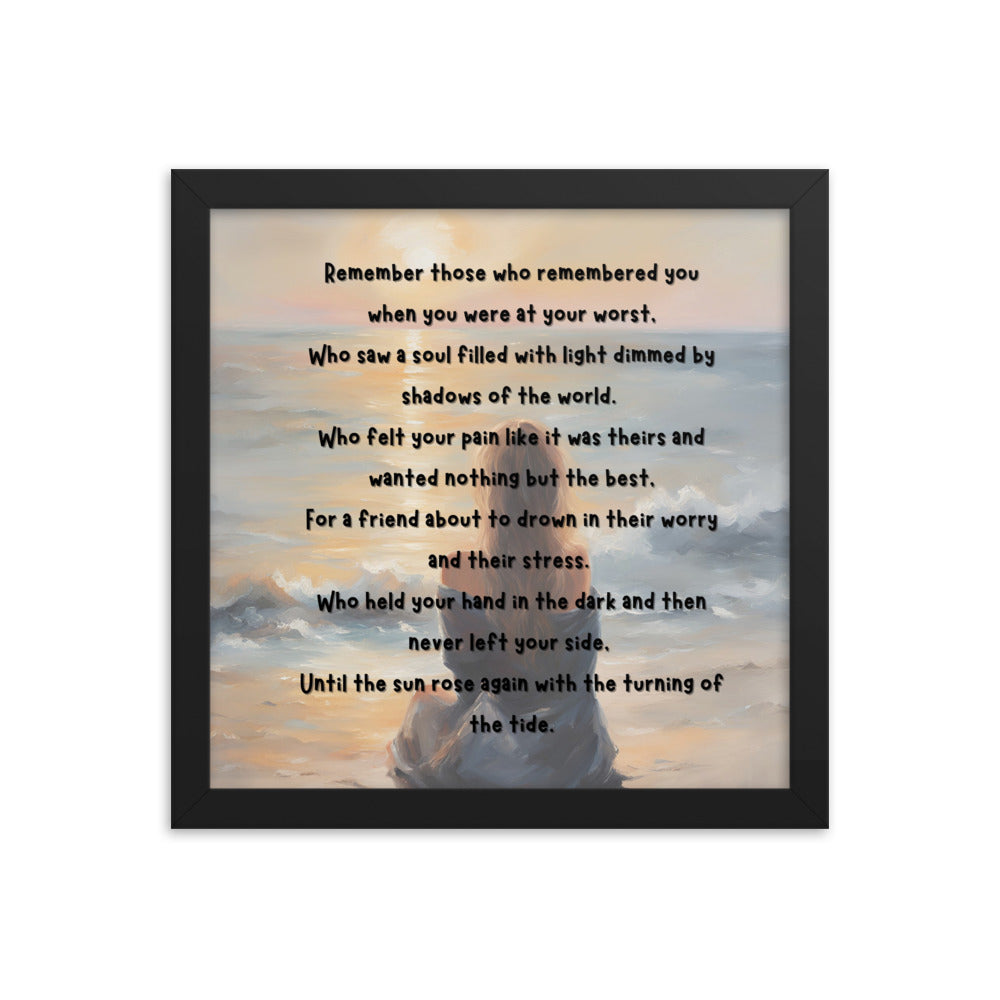 'Earth Angels' framed photo paper poster with impressionist style artwork and original poem by writer Sally Meeson