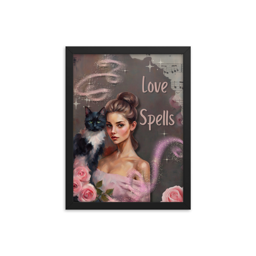 'Love Spells' framed photo paper poster with impressionist style artwork