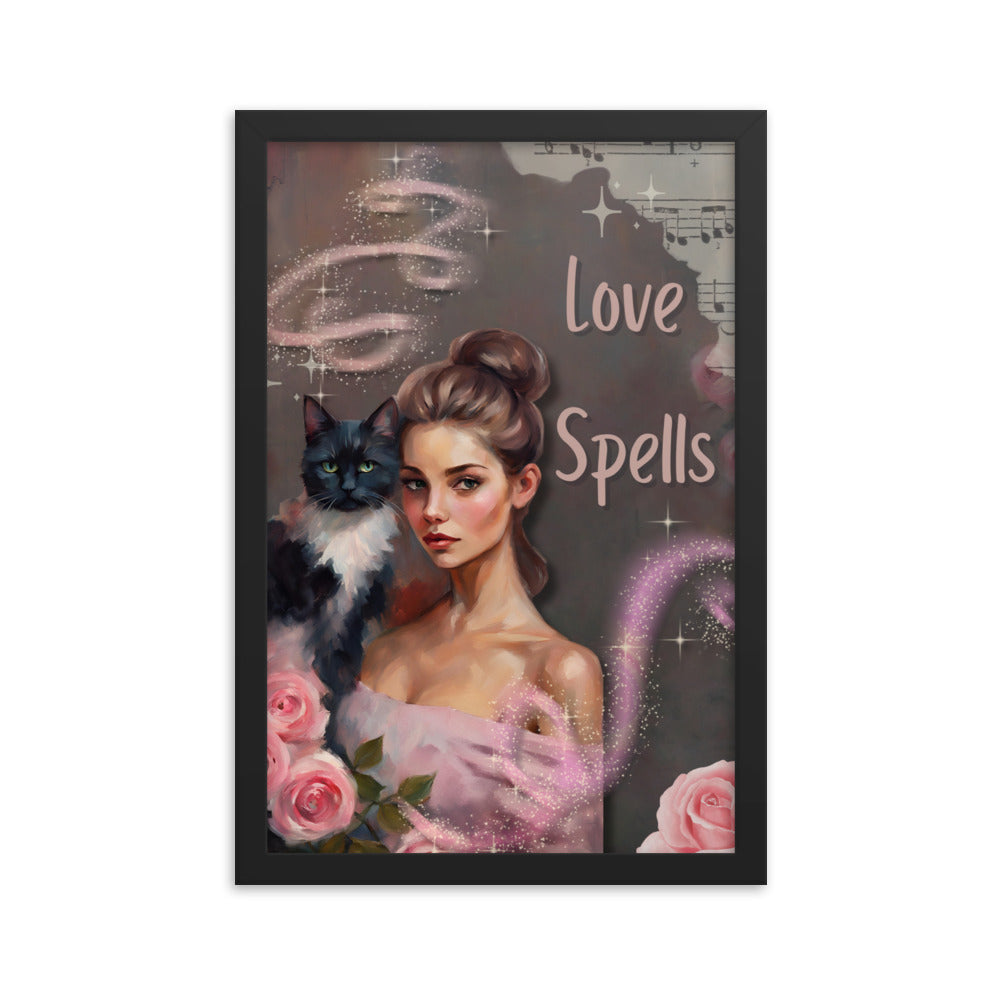 'Love Spells' framed photo paper poster with impressionist style artwork