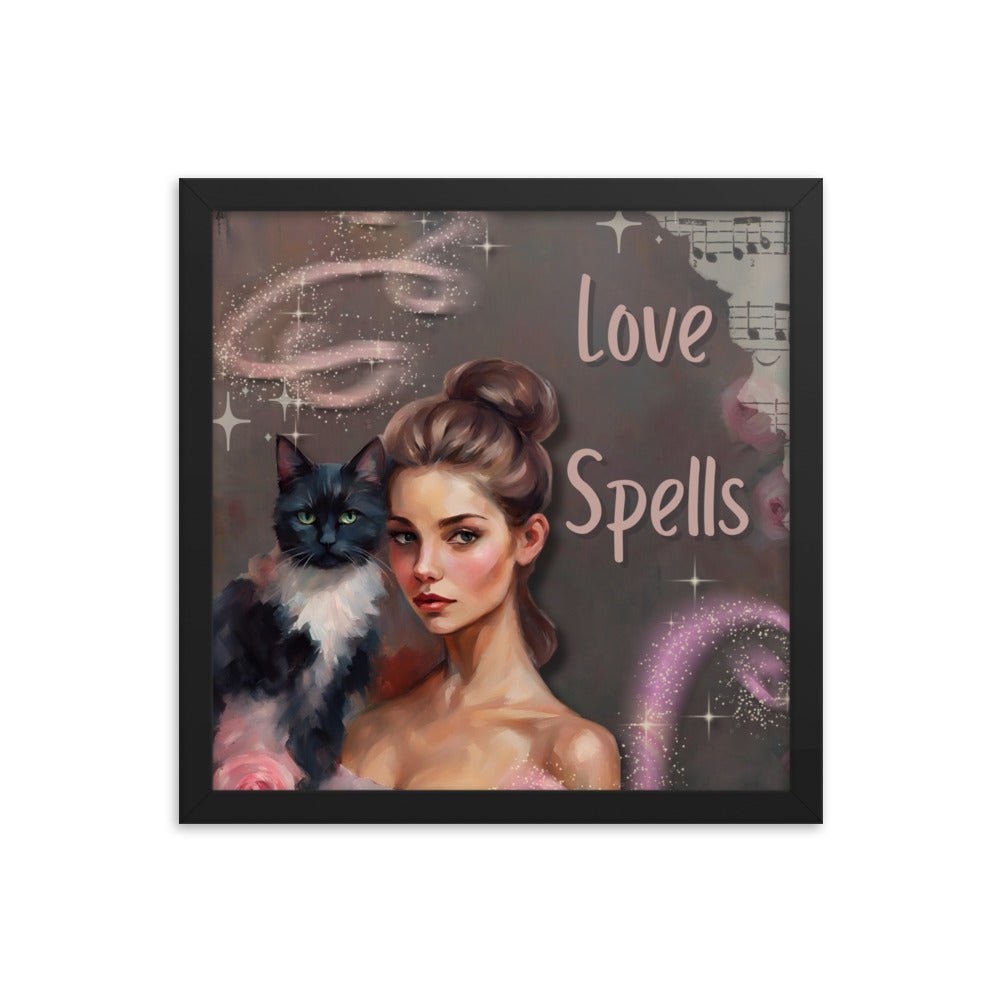 'Love Spells' framed photo paper poster with impressionist style artwork