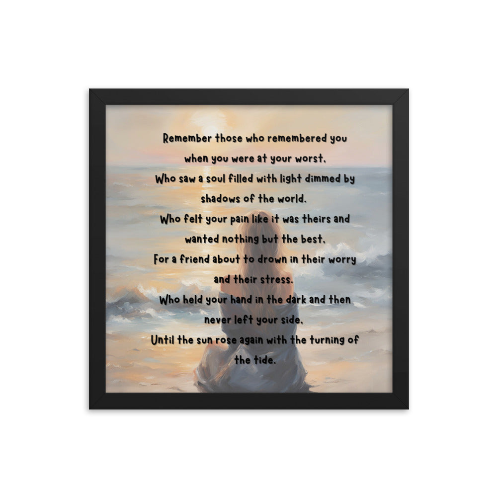 'Earth Angels' framed photo paper poster with impressionist style artwork and original poem by writer Sally Meeson