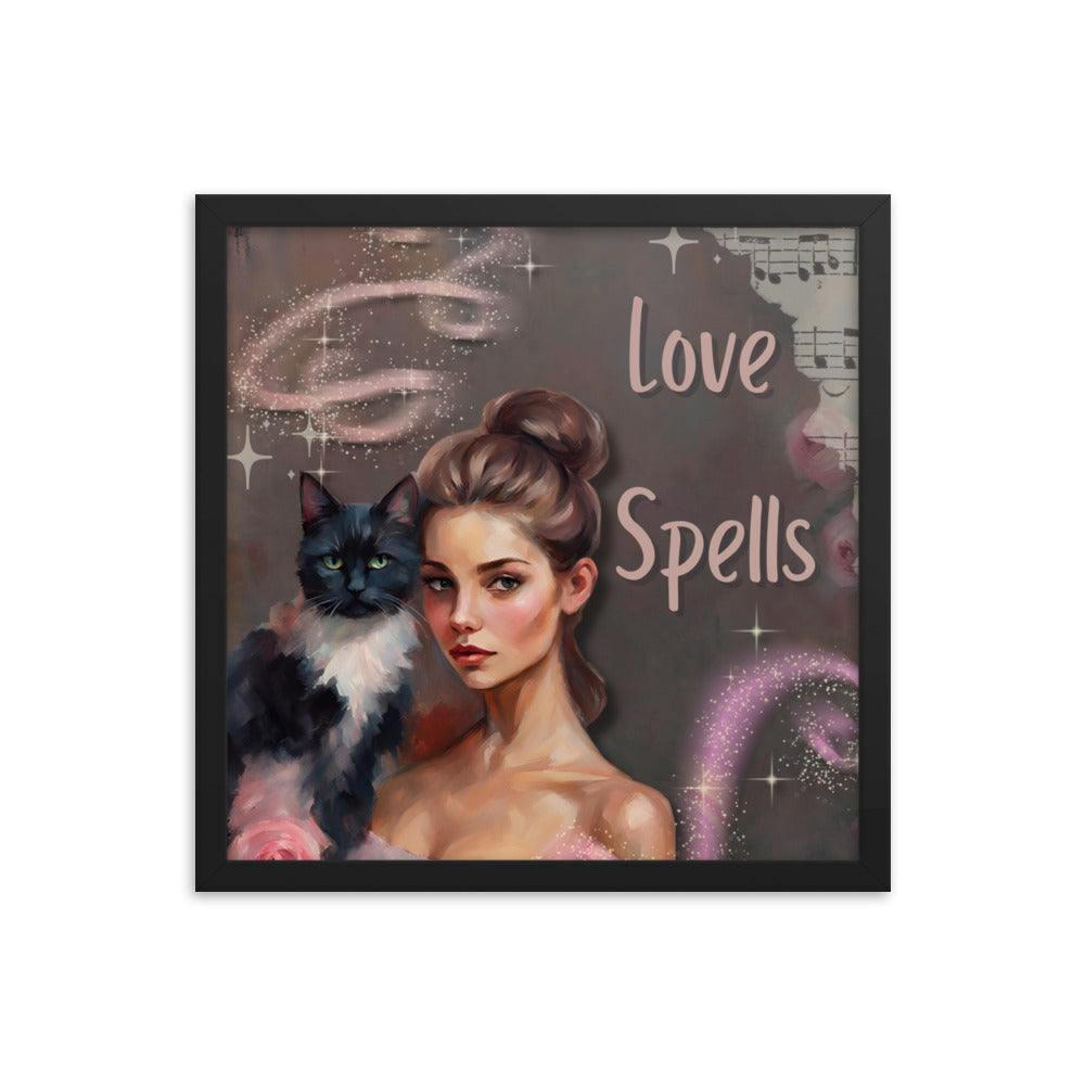 'Love Spells' framed photo paper poster with impressionist style artwork