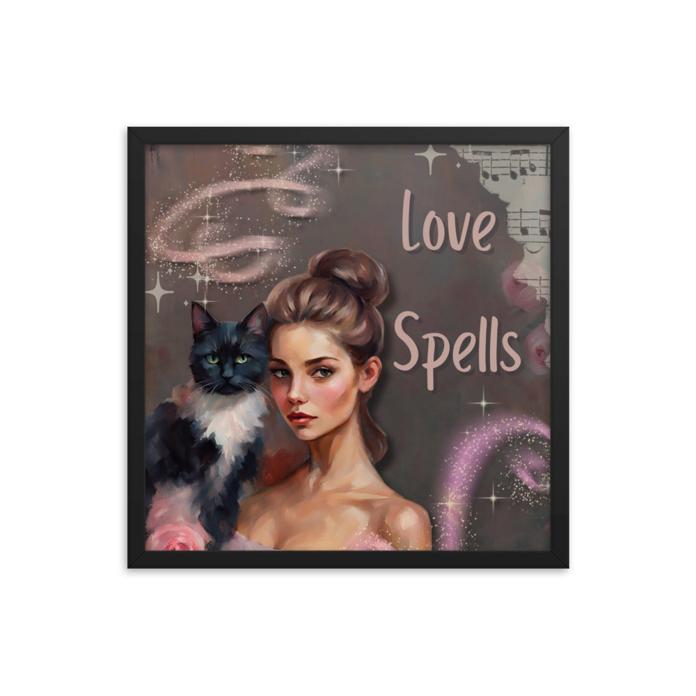 'Love Spells' framed photo paper poster with impressionist style artwork