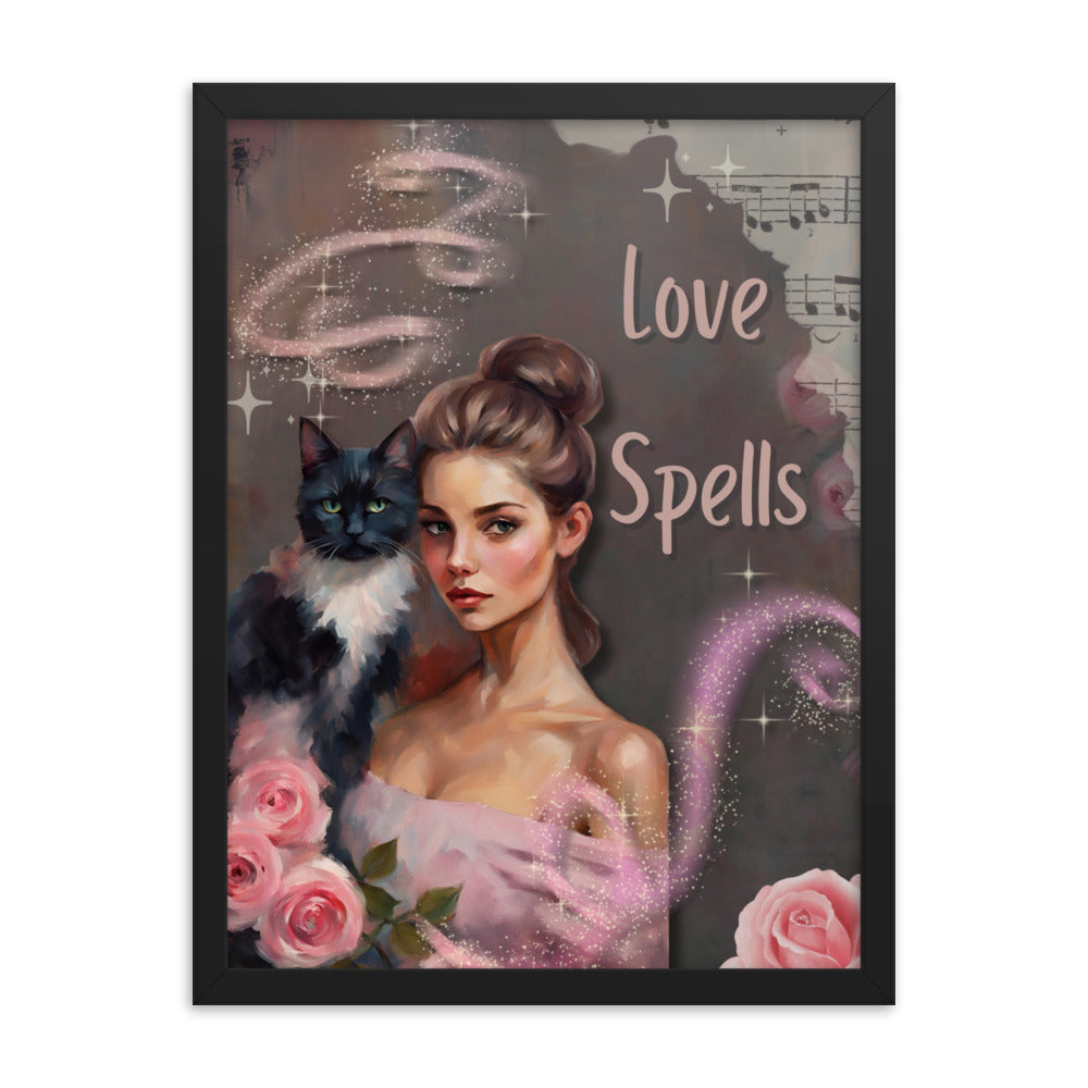 'Love Spells' framed photo paper poster with impressionist style artwork