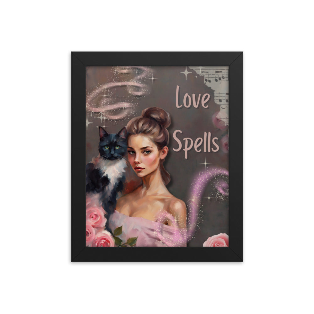 'Love Spells' framed photo paper poster with impressionist style artwork