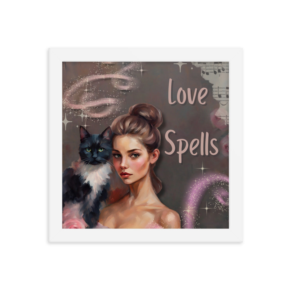 'Love Spells' framed photo paper poster with impressionist style artwork