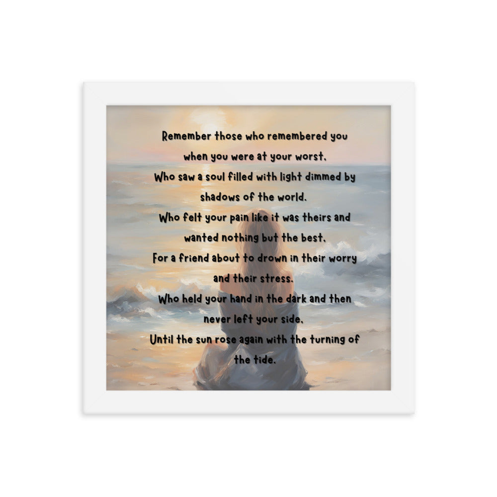 'Earth Angels' framed photo paper poster with impressionist style artwork and original poem by writer Sally Meeson