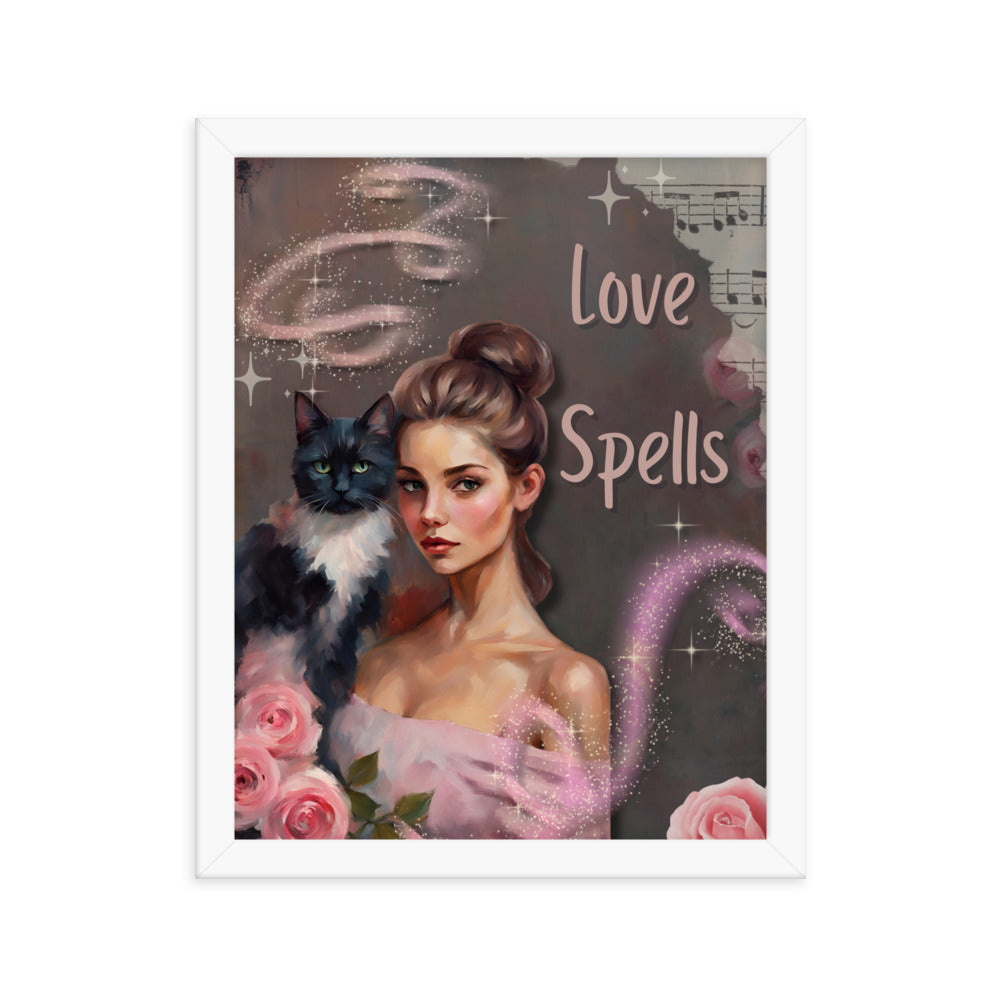 'Love Spells' framed photo paper poster with impressionist style artwork