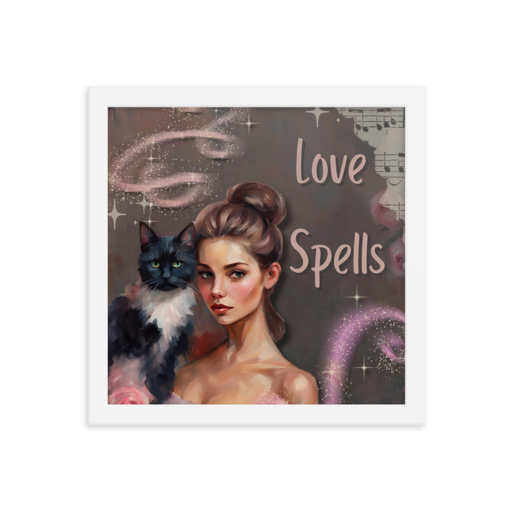 'Love Spells' framed photo paper poster with impressionist style artwork