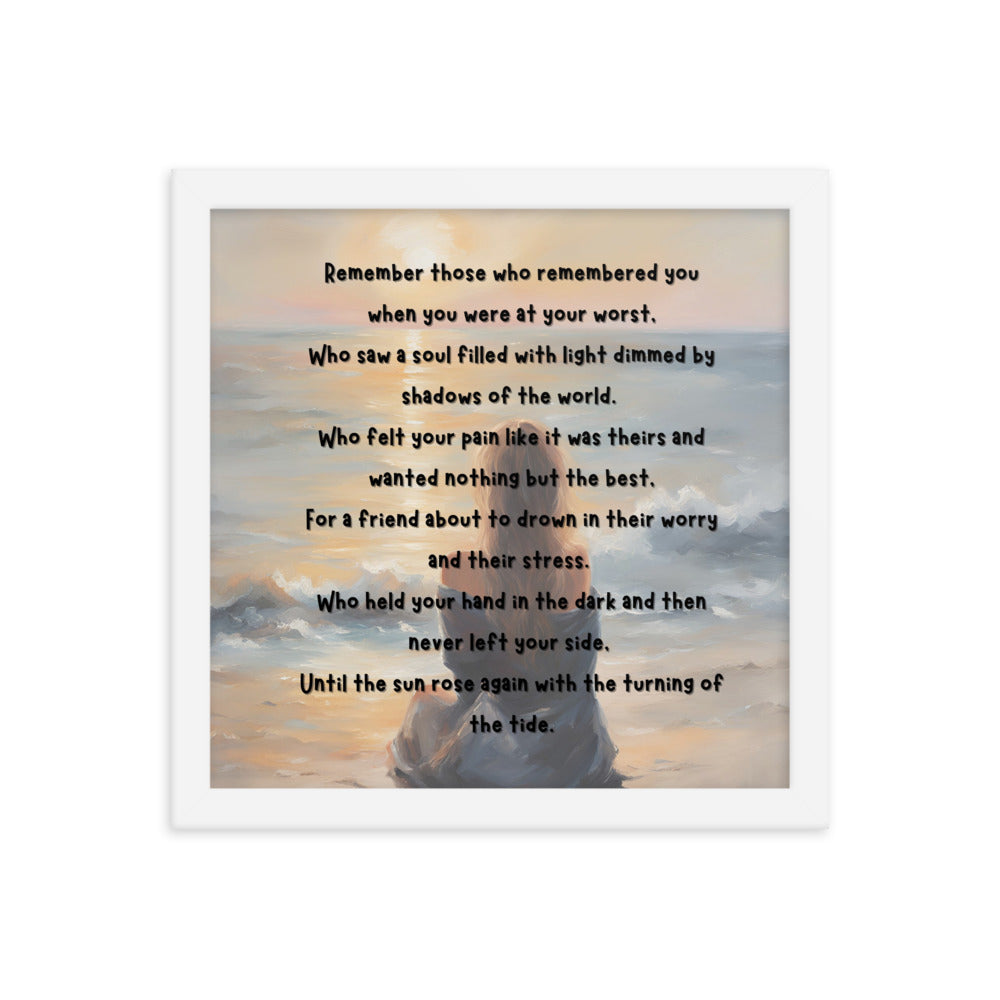 'Earth Angels' framed photo paper poster with impressionist style artwork and original poem by writer Sally Meeson