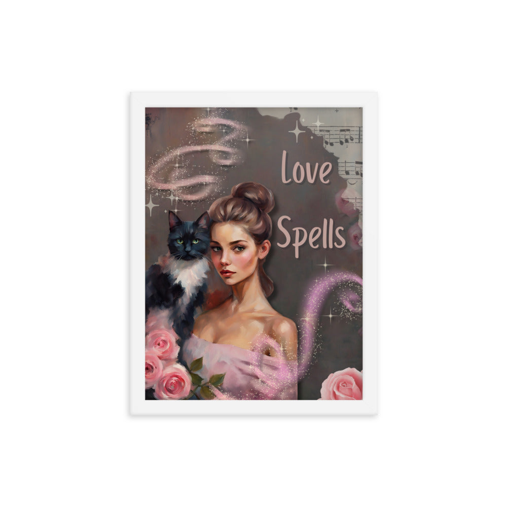 'Love Spells' framed photo paper poster with impressionist style artwork