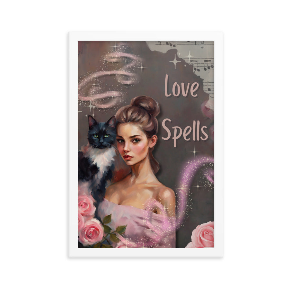 'Love Spells' framed photo paper poster with impressionist style artwork