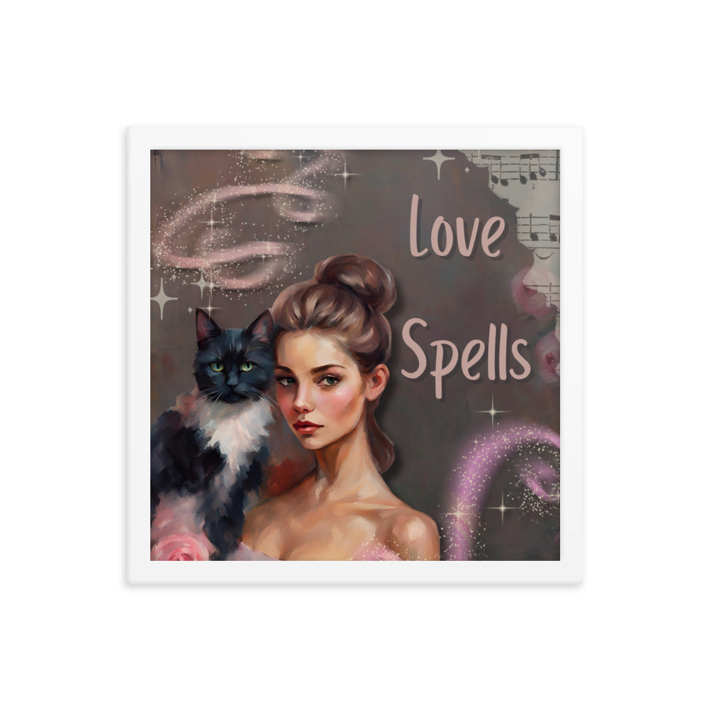 'Love Spells' framed photo paper poster with impressionist style artwork