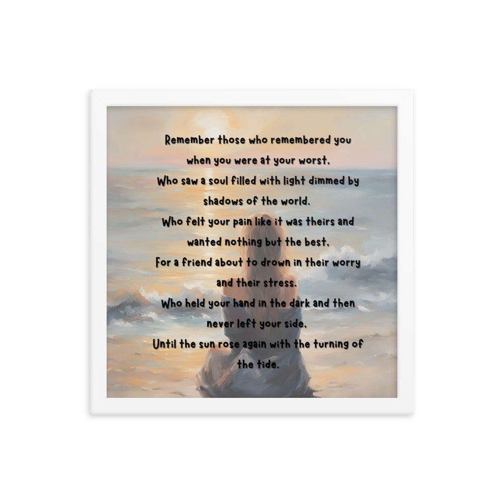 'Earth Angels' framed photo paper poster with impressionist style artwork and original poem by writer Sally Meeson