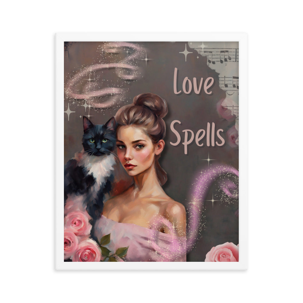 'Love Spells' framed photo paper poster with impressionist style artwork